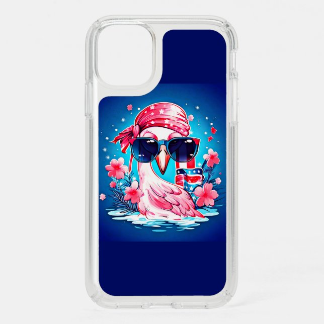 American Flag with Flamingo Cartoon-69681 Speck iPhone 11 Case (Front)