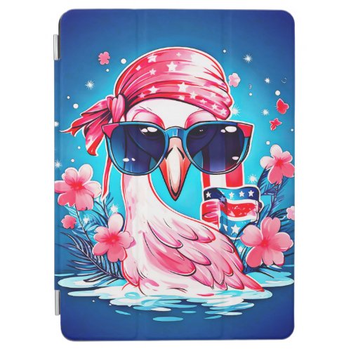 American Flag with Flamingo Cartoon  iPad Air Cover