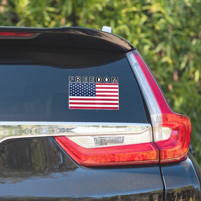 American Flag With FREEDOM Text Sticker (Car Side)