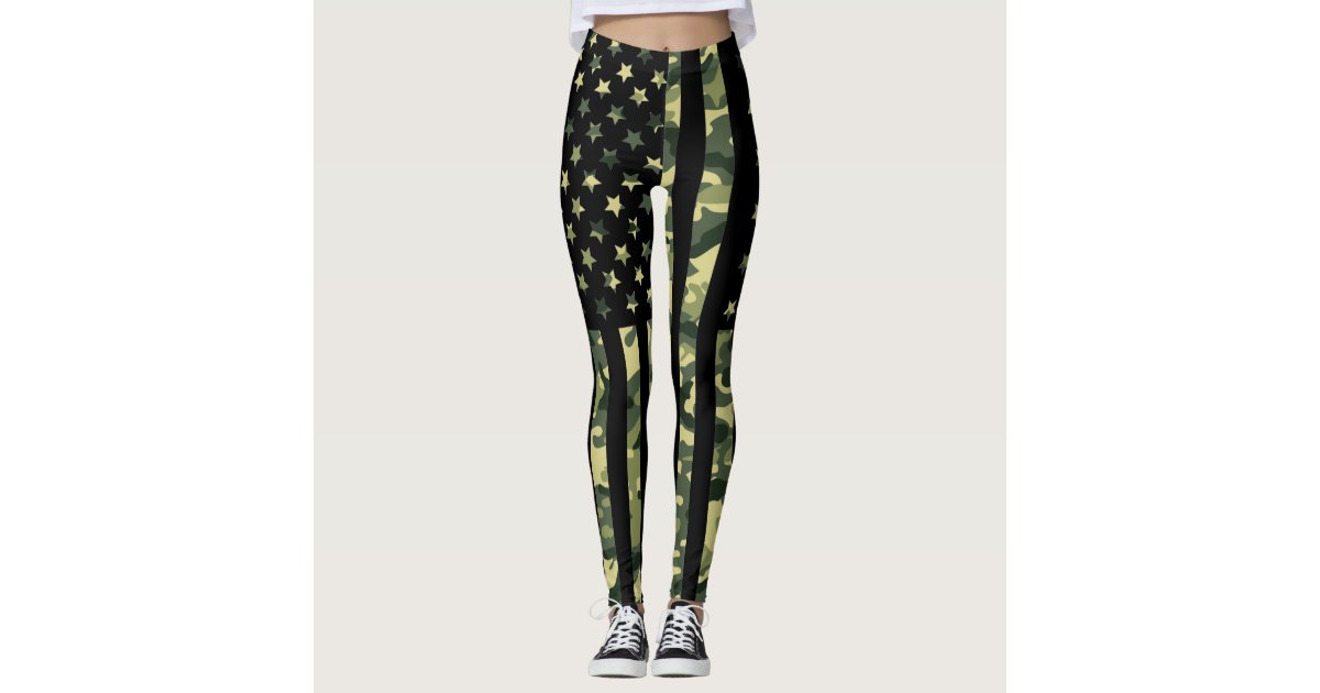 American flag with green camo leggings | Zazzle