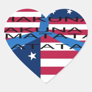 American Flag with Hakuna Matata: Patriotic Design Heart Sticker