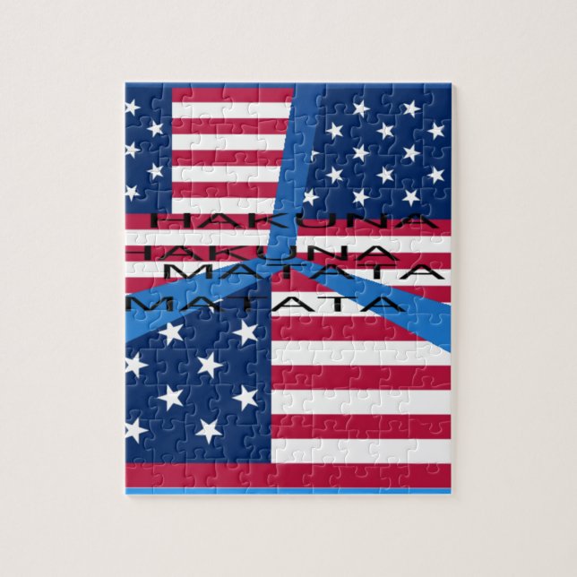 American Flag with Hakuna Matata: Patriotic Design Jigsaw Puzzle (Vertical)
