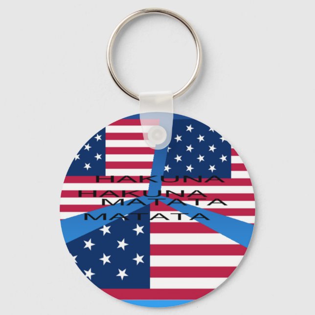 American Flag with Hakuna Matata: Patriotic Design Keychain (Front)