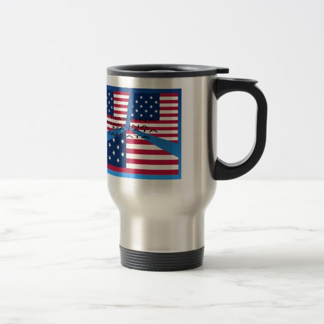 American Flag with Hakuna Matata: Patriotic Design Travel Mug (Right)