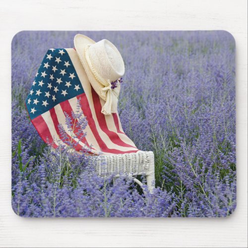 American Flag with Hat on Chair Mouse Pad