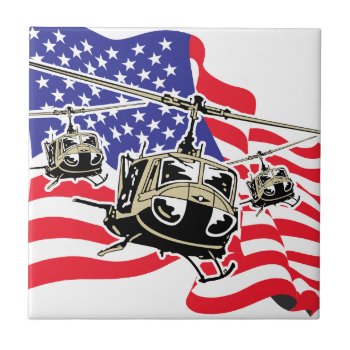 American Flag With Helicopters Ceramic Tile by customvendetta at Zazzle