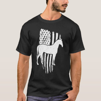 American Flag With Horse Vintage Look US Patriotic T-Shirt
