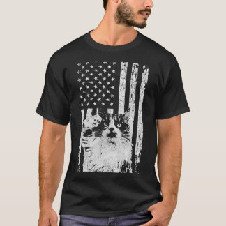 American Flag With Kitten Saluting, Patriotic Cat T-Shirt