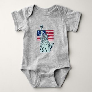 American Flag with Lady Liberty  Baby Bodysuit