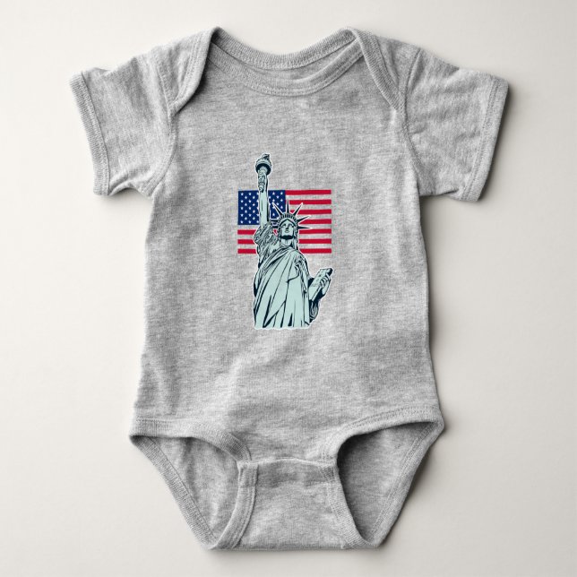 American Flag with Lady Liberty  Baby Bodysuit (Front)