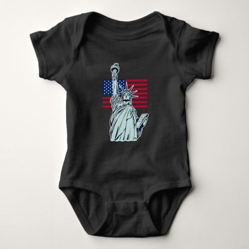 American Flag with Lady Liberty  Baby Bodysuit