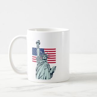 American Flag with Lady Liberty   Coffee Mug