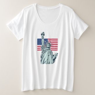 American Flag with Lady Liberty  Plus Size T-Shirt