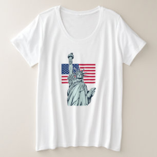 American Flag with Lady Liberty Plus Size T-Shirt