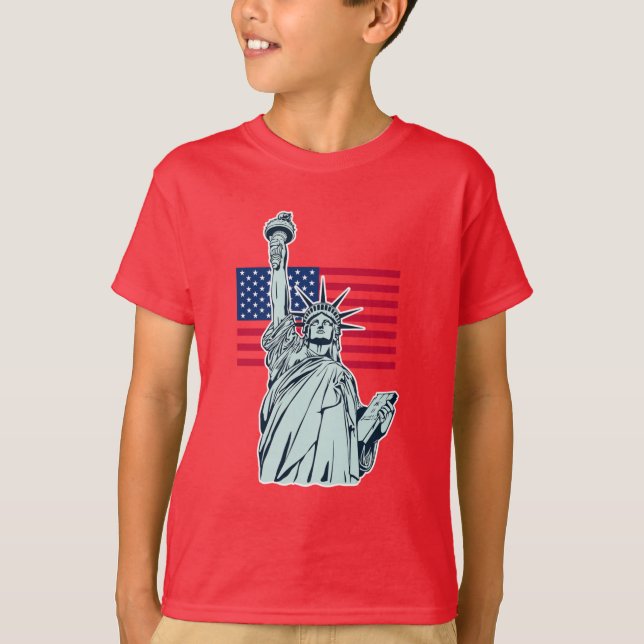 American Flag with Lady Liberty    T-Shirt (Front)
