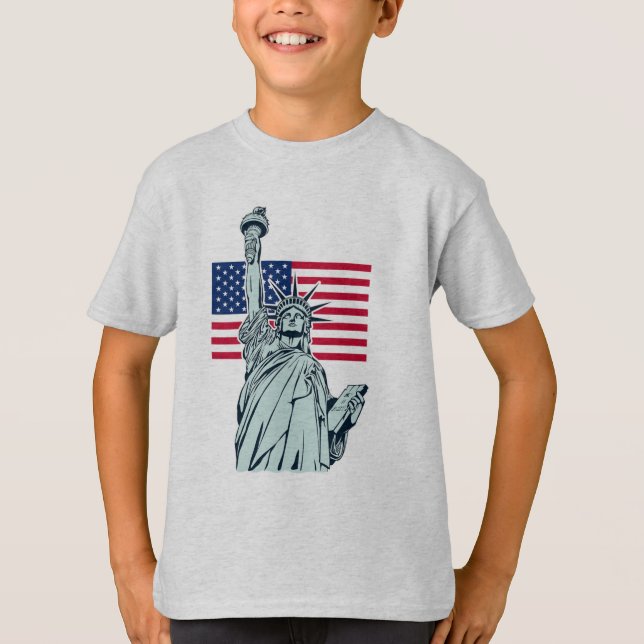American Flag with Lady Liberty    T-Shirt (Front)