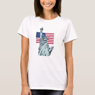 American Flag with Lady Liberty   T-Shirt