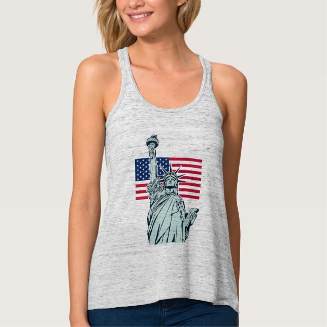 American Flag with Lady Liberty   T-Shirt Tank Top (Front)