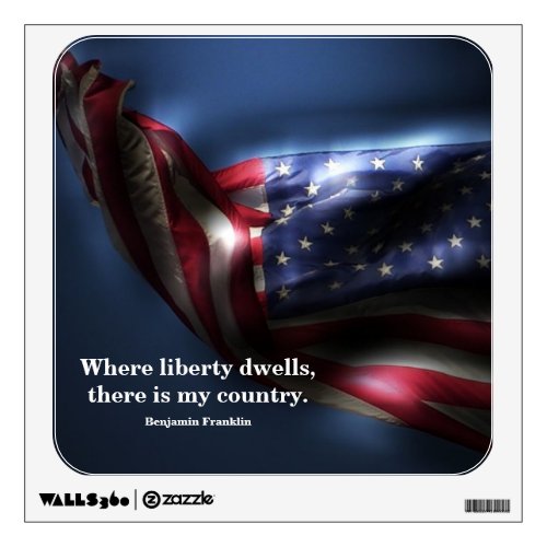 American Flag with Liberty Quote Wall Decal