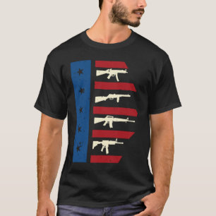 American Flag With Machine Gun I USA T-Shirt