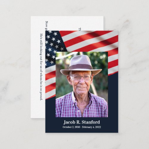 American Flag with Photo Memorial Prayer Enclosure Card