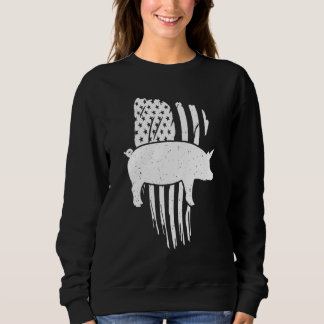American Flag With Pig Vintage Look US Patriotic F Sweatshirt