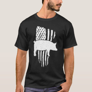 American Flag With Pig Vintage Look US Patriotic F T-Shirt
