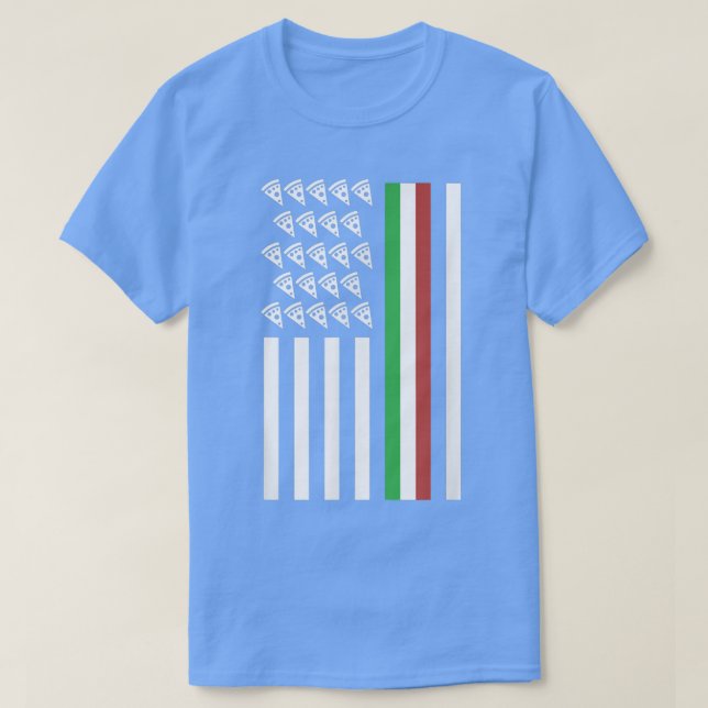 American Flag With Pizza Funny Italy Pride T-Shirt (Design Front)