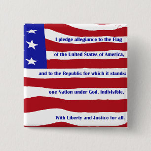 American flag with Pledge on stripes Button