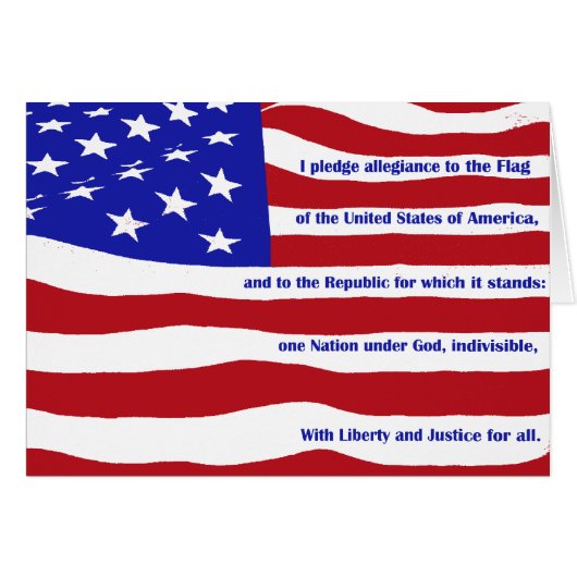 American flag with Pledge on stripes Cards (Front Horizontal)