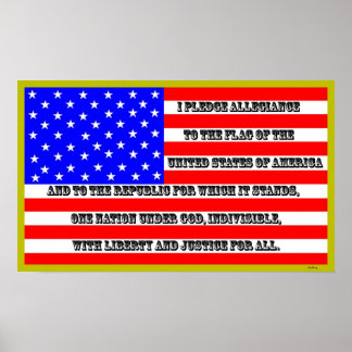 American flag with pledge poster