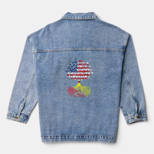 American Flag With Sicilian Roots  Denim Jacket