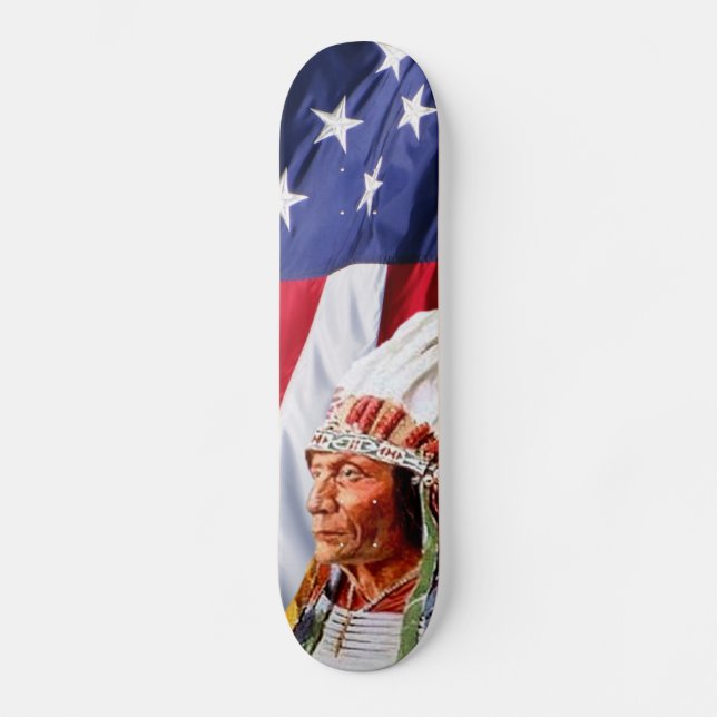 American Flag with Sitting Bull Skateboard Deck (Front)