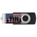 American flag with Soldiers silhouette Flash Drive