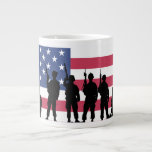 American Flag with Soldiers Silhouette Large Coffee Mug