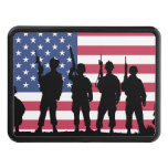 American flag with Soldiers silhouette Trailer Hitch Cover