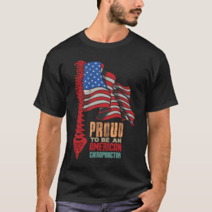 American flag with spine men women patriotic chiro T-Shirt