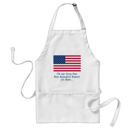 American Flag with Star Spangled Banner Quote Adult Apron