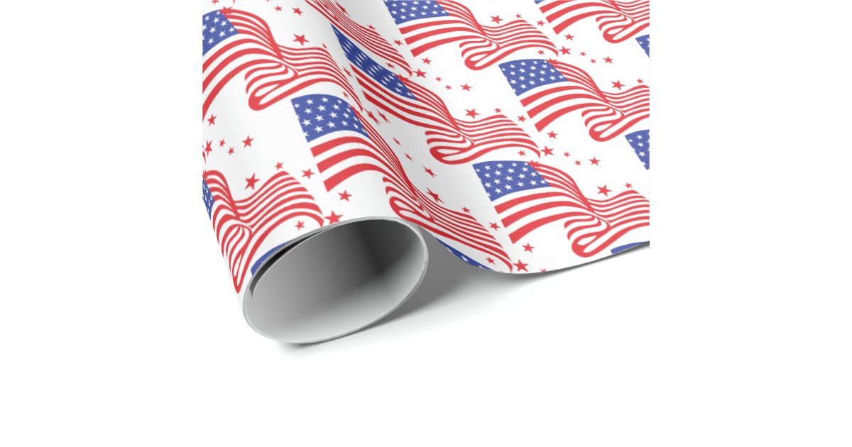 American Flag With Stars Wrapping Paper 