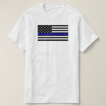 American Flag With Thin Blue Line Support Police T-shirt by American_Police at Zazzle