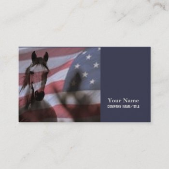 American Flag With Wild Horse Business Card by CottageCountryDecor at Zazzle
