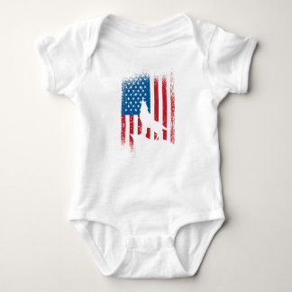 American flag wolf design for wolf lovers baby bodysuit