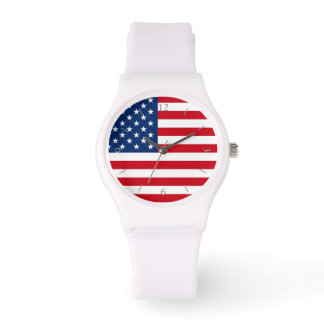 American Flag Women's White Watch