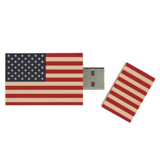 American Flag Wood Flash Drive
