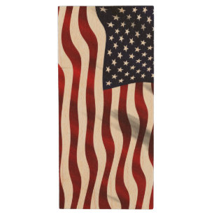 American Flag Wood Flash Drive