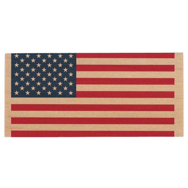 American Flag Wood Flash Drive USA Patriotic Gift (Back)