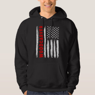 American Flag Woodcarver US USA Flag Hoodie