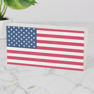 American Flag Wooden Desk Accessories Box Sign