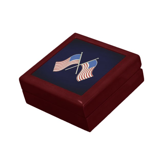 American Flag Wooden Jewelry Keepsake Box (Side)