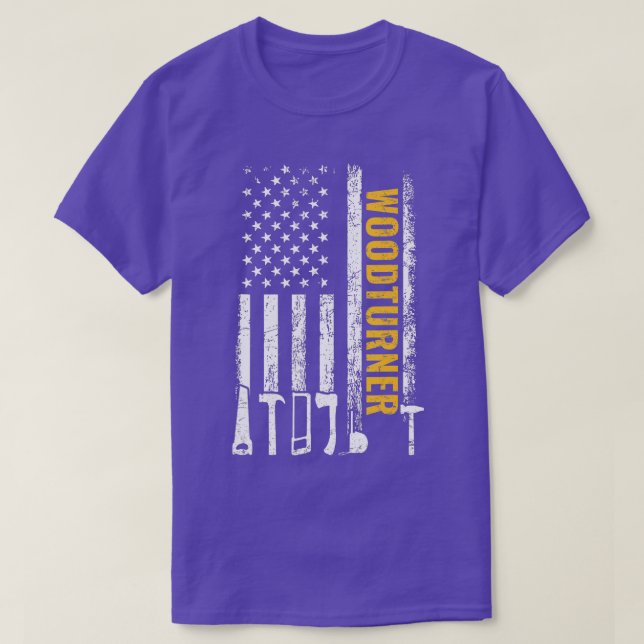 American Flag Woodturner carpenter funny woodturni T-Shirt (Design Front)